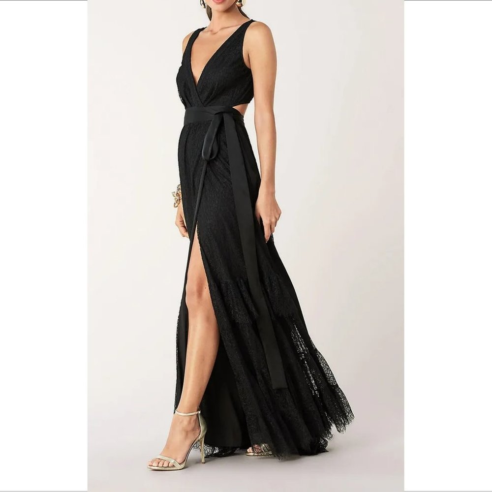 DVF Diane von Furstenberg Rumi black lace maxi formal gown dress new S 4 6